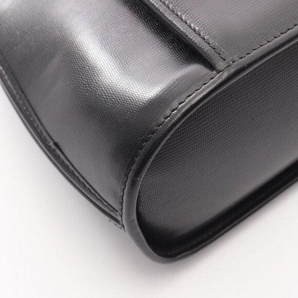 Celine Handbag Circle Logo Black Leather B - Picture 5 of 9